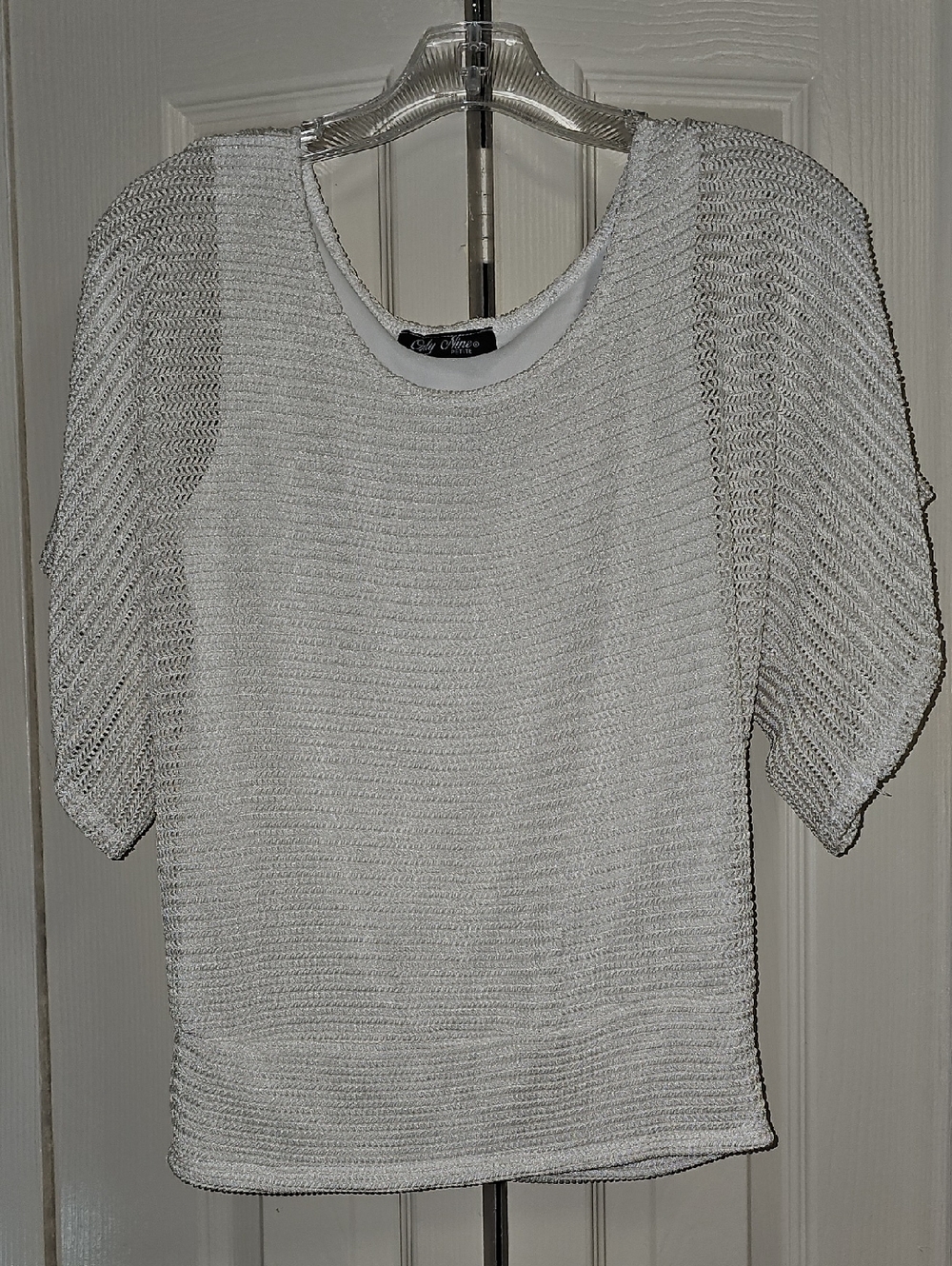 Lightweight White Knit Short-Sleeve Top